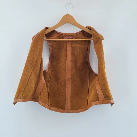 Brother Gambit Slick Vintage 70s Leather Vest Size Small Boho Western Southwest
